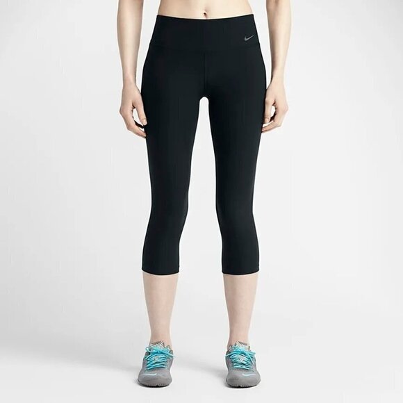 Nike Black Legend 2.0 Crop Poly Athletic Leggings XS - Picture 1 of 7